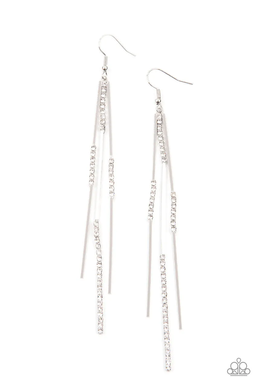 Dainty Dynamism White Paparazzi Earrings