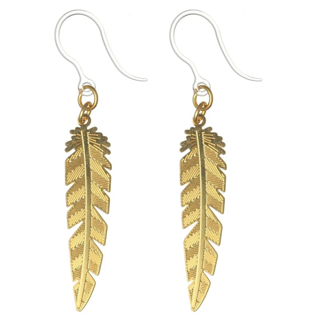 Dainty Feather Dangles Hypoallergenic Earrings for Sensitive Ears Made with Plastic Posts
