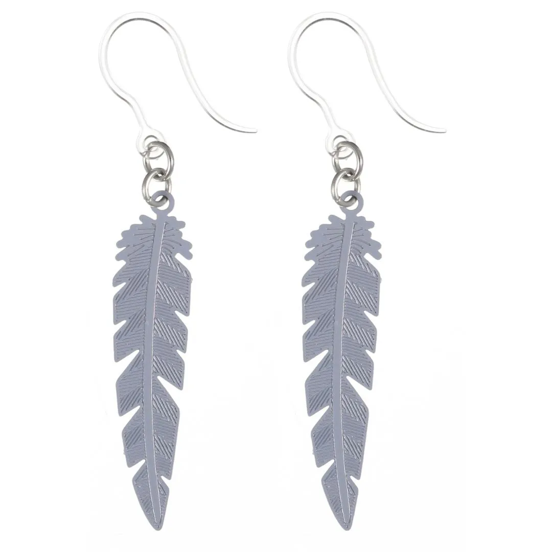 Dainty Feather Dangles Hypoallergenic Earrings for Sensitive Ears Made with Plastic Posts