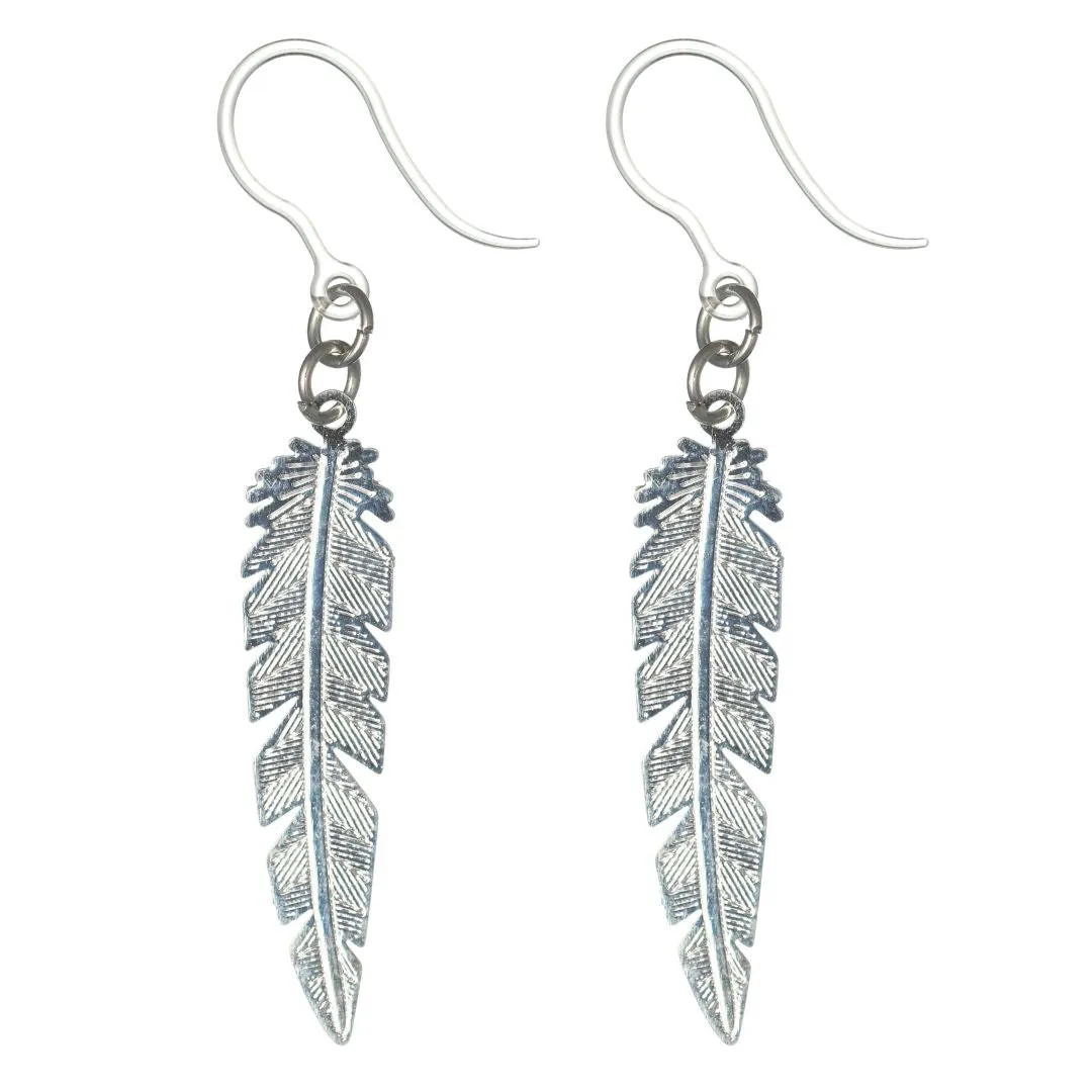 Dainty Feather Dangles Hypoallergenic Earrings for Sensitive Ears Made with Plastic Posts
