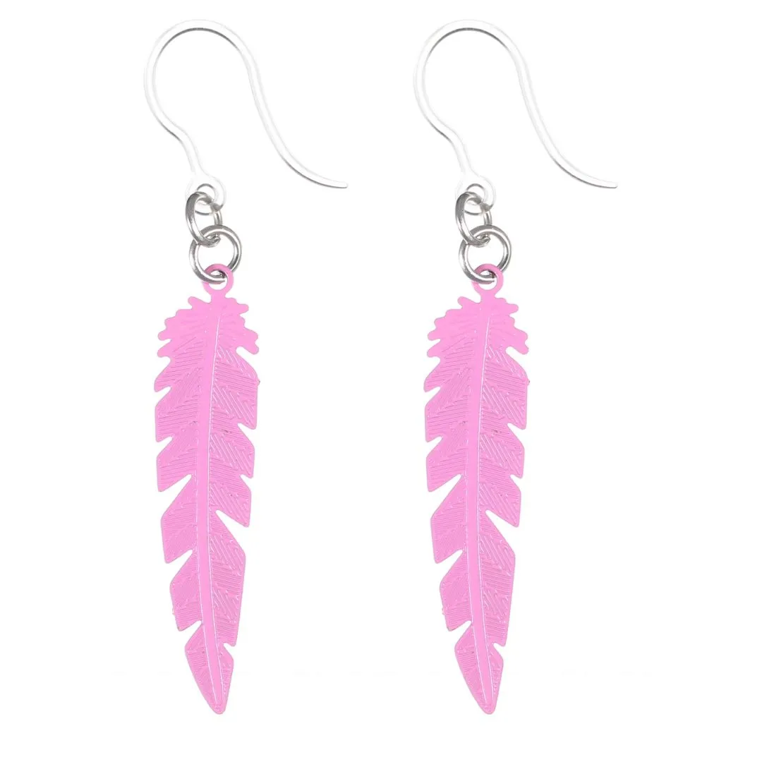 Dainty Feather Dangles Hypoallergenic Earrings for Sensitive Ears Made with Plastic Posts