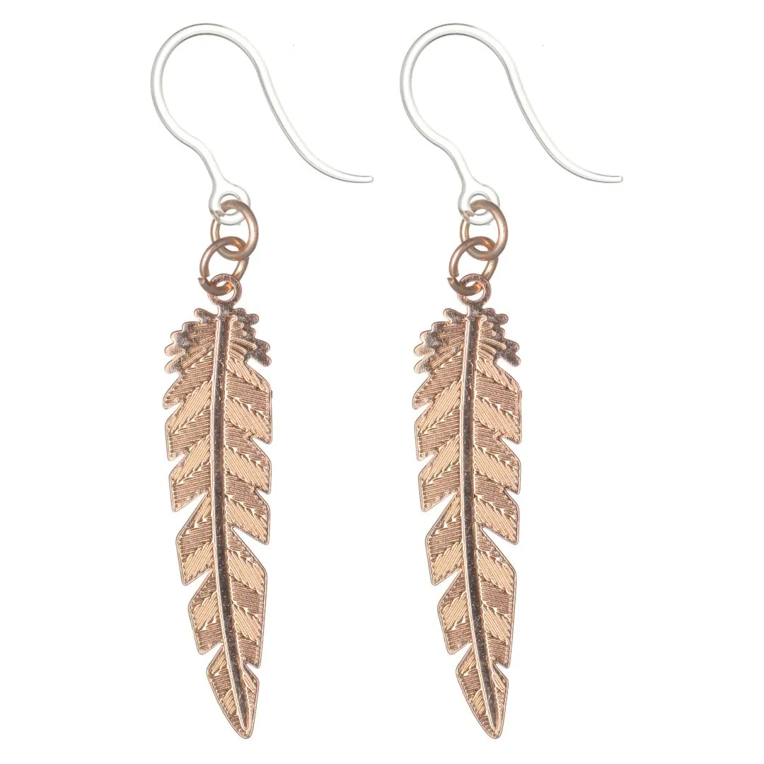 Dainty Feather Dangles Hypoallergenic Earrings for Sensitive Ears Made with Plastic Posts