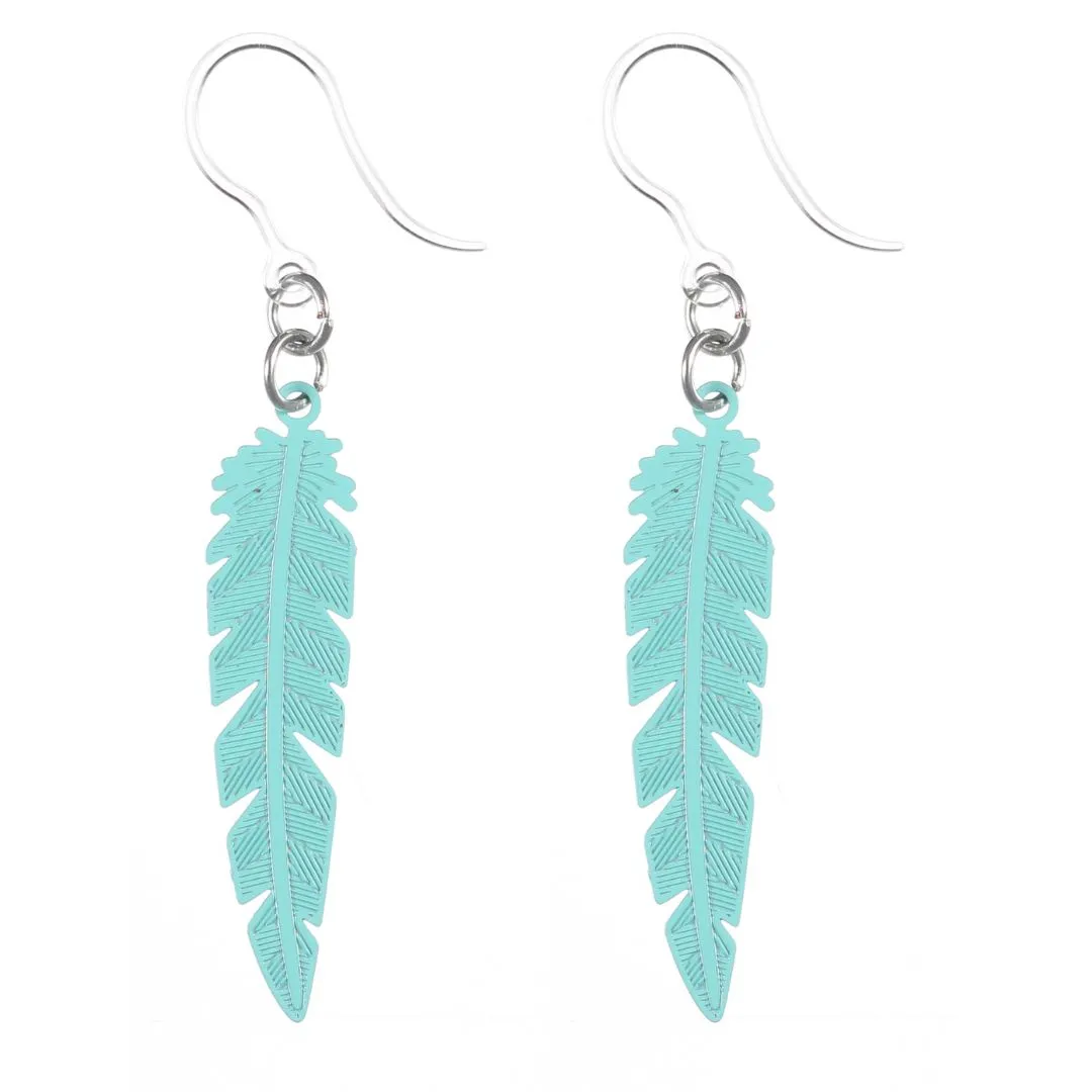 Dainty Feather Dangles Hypoallergenic Earrings for Sensitive Ears Made with Plastic Posts