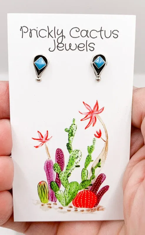 Dainty Turquoise Inlay Earrings