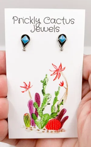 Dainty Turquoise Inlay Earrings