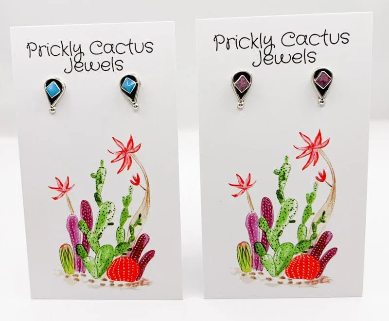 Dainty Turquoise Inlay Earrings