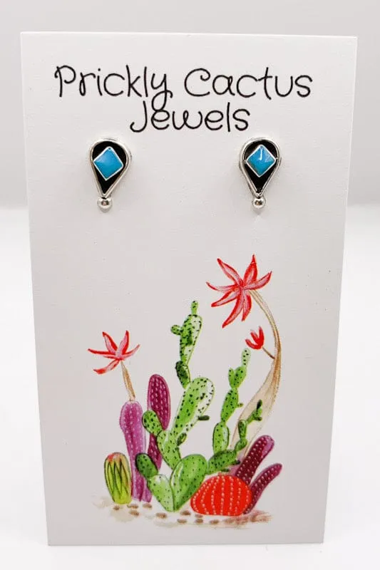 Dainty Turquoise Inlay Earrings