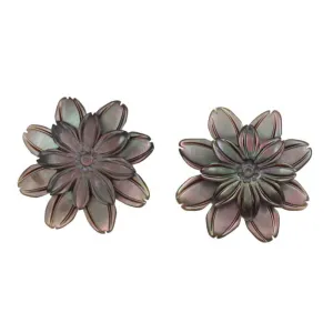 Dark Brown Shell Flower Pierced Earring - SLE062