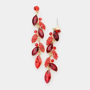 Dark Red Crystal Drop Pageant Earrings | 452423