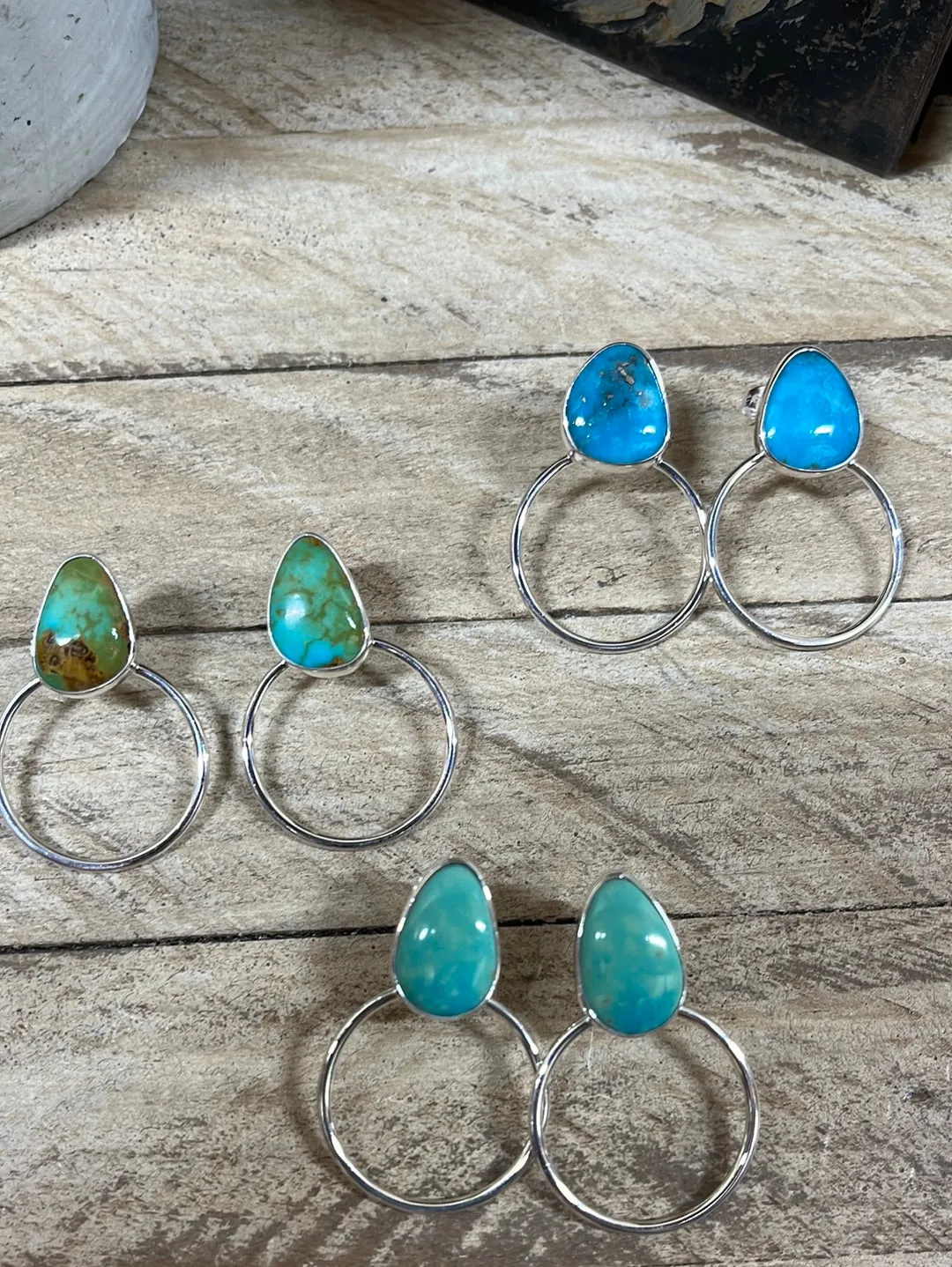 Darla Turquoise Stud Hoop Earring