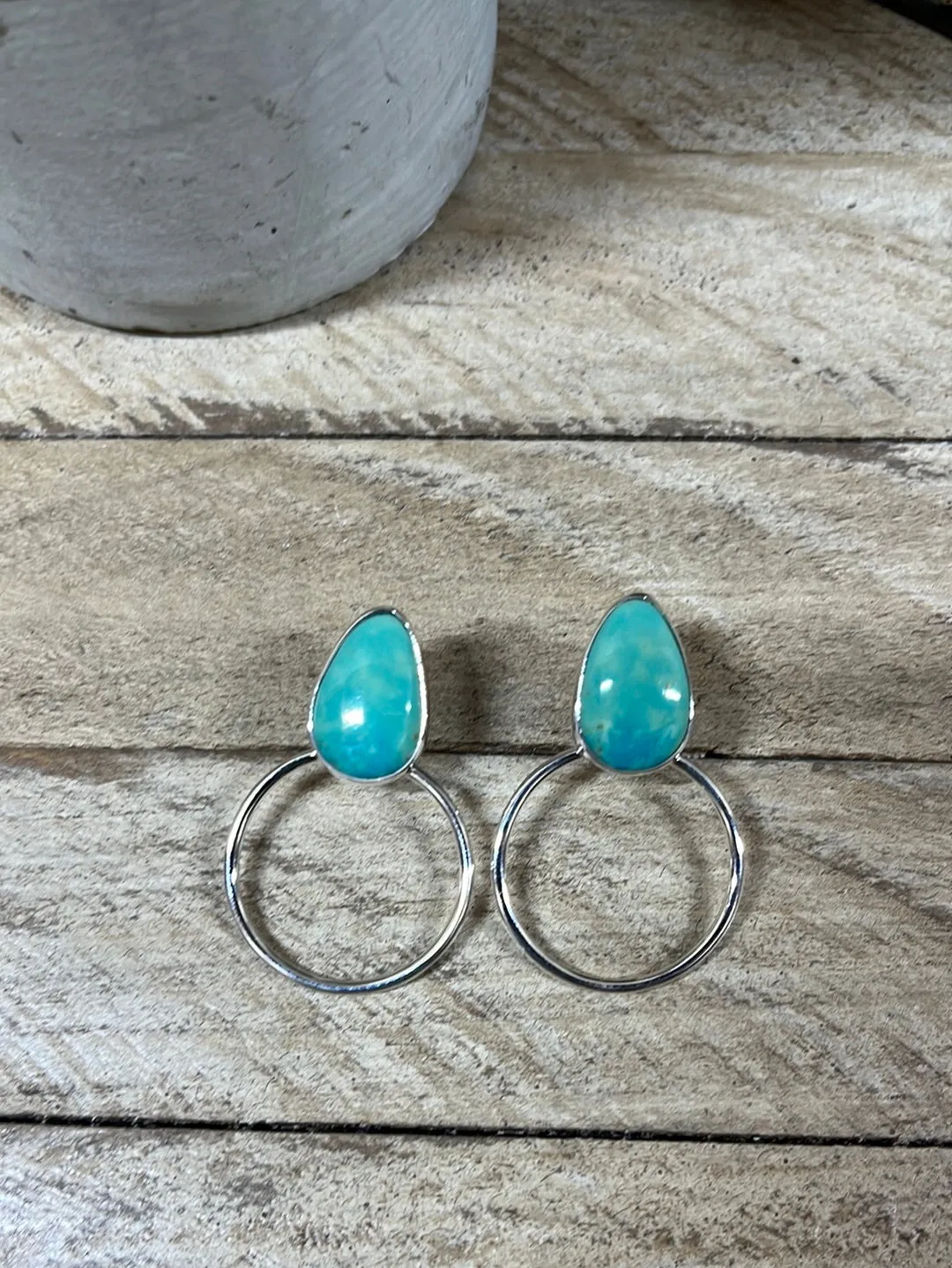 Darla Turquoise Stud Hoop Earring