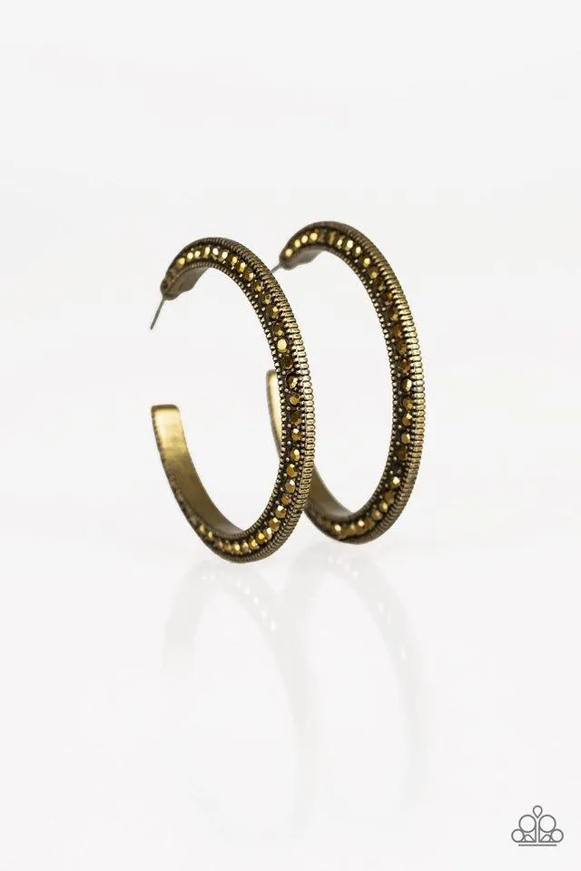 Dazzling Diamond-naire - Brass Hoop Earring
