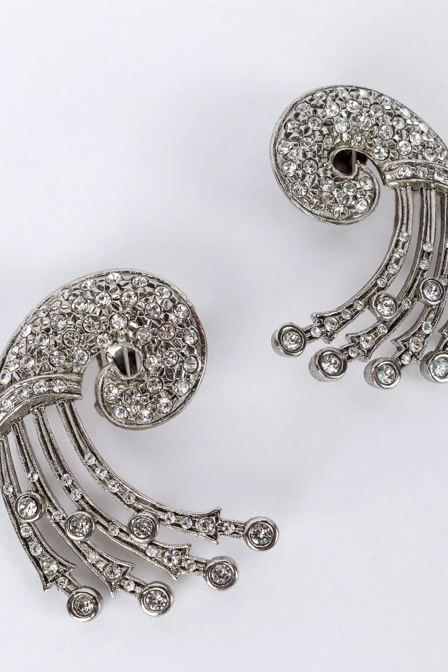 Deco Wave Rhinestone Earrings