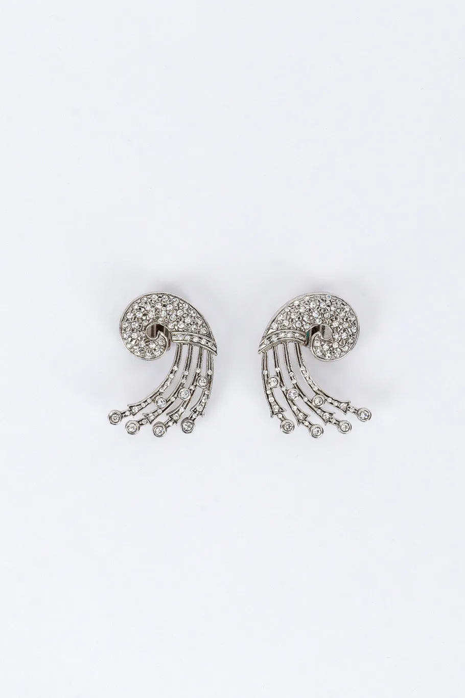 Deco Wave Rhinestone Earrings
