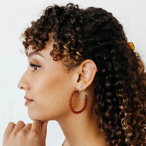 Deep Red & Orange Braided Hoop