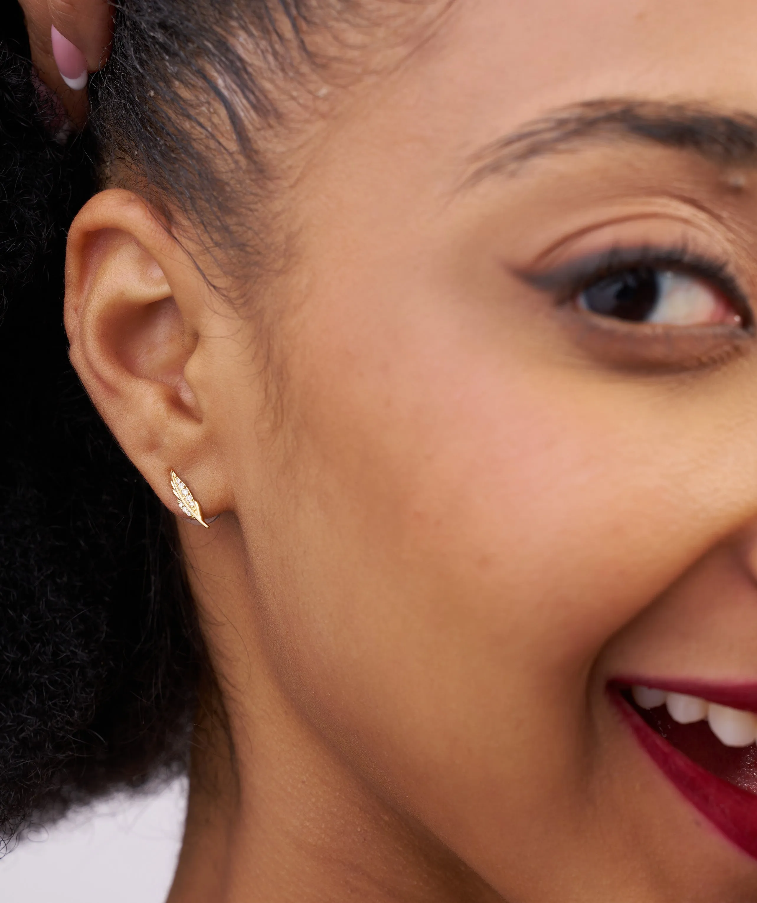 Delicate Gold Feather Earrings
