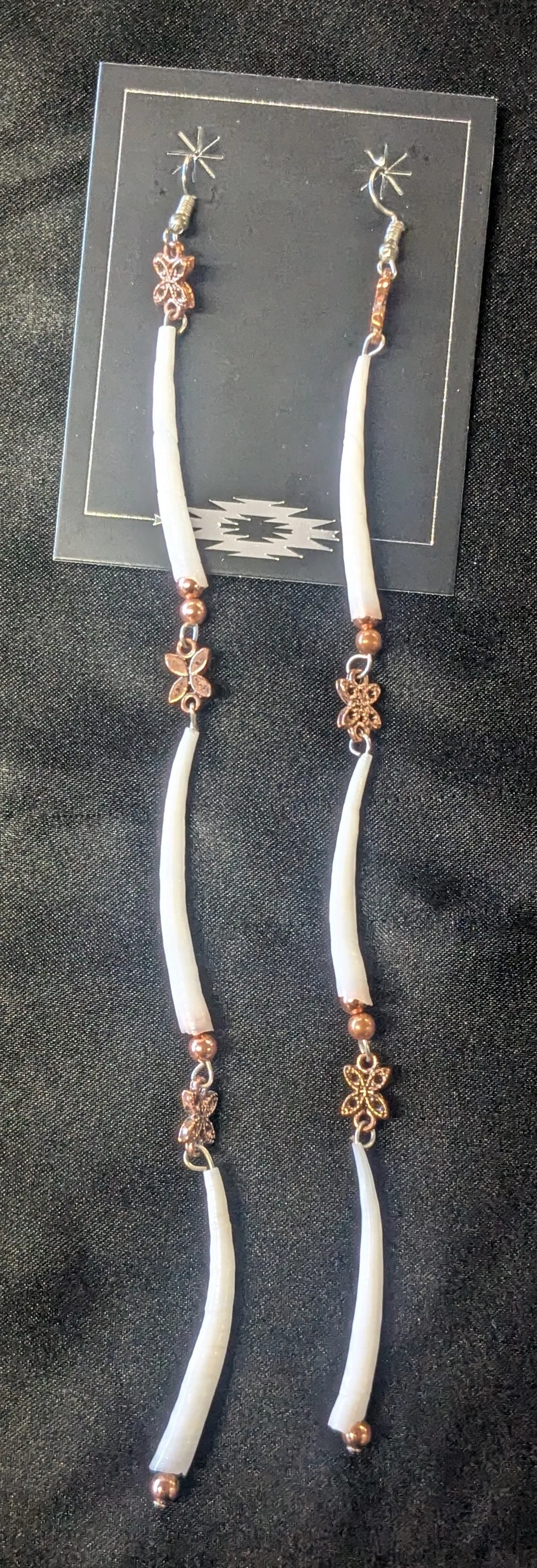 Dentalium Shoulder Duster Earrings