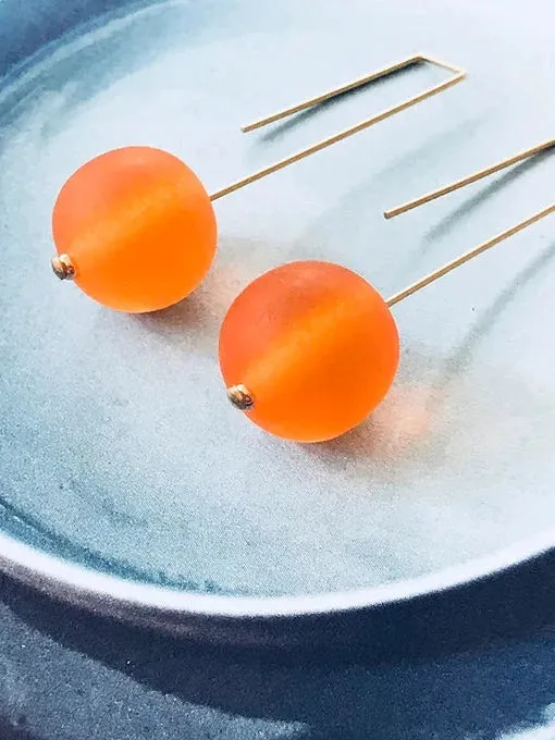 Designer Resin Ball Drop Earrings