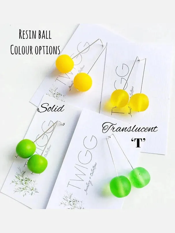 Designer Resin Ball Drop Earrings