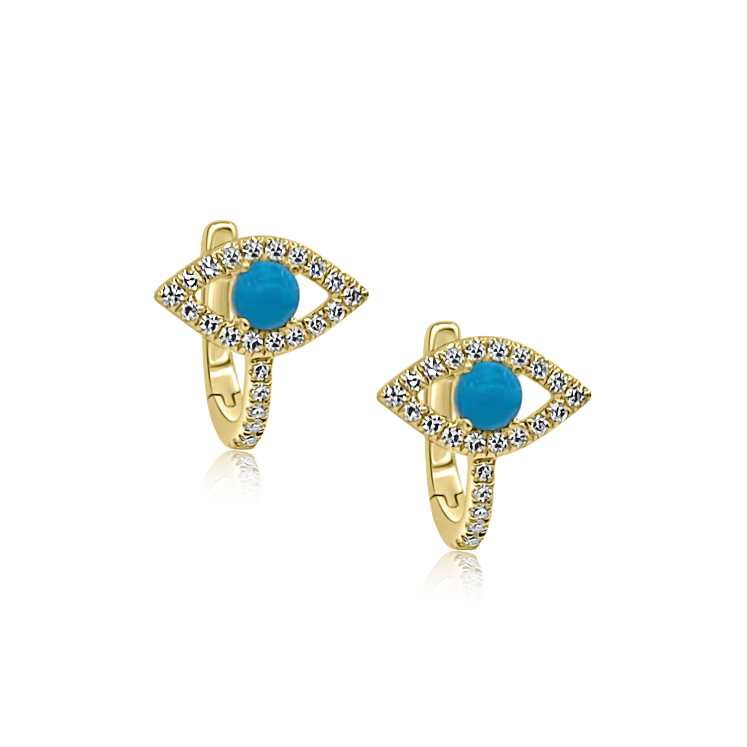 Diamond & Turquoise Evil Eye Huggies