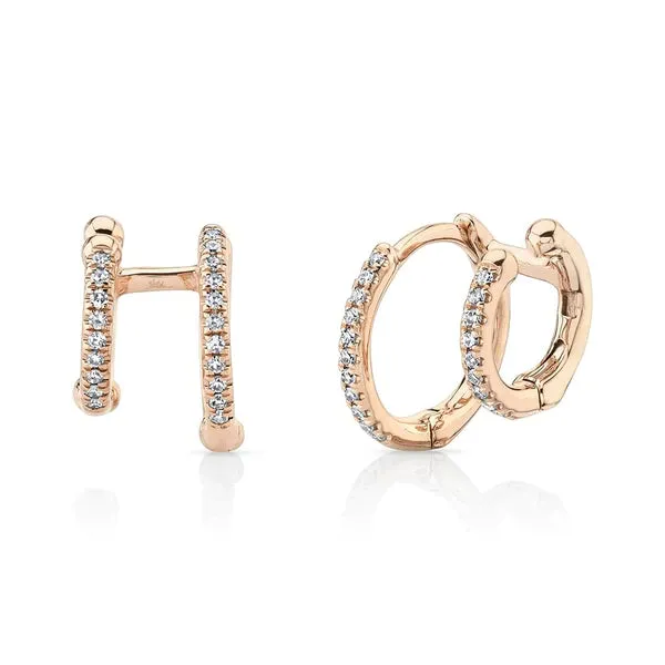 Diamond Double Hoop Illusion Huggies