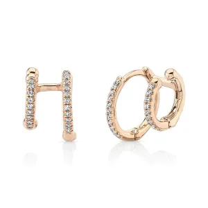 Diamond Double Hoop Illusion Huggies
