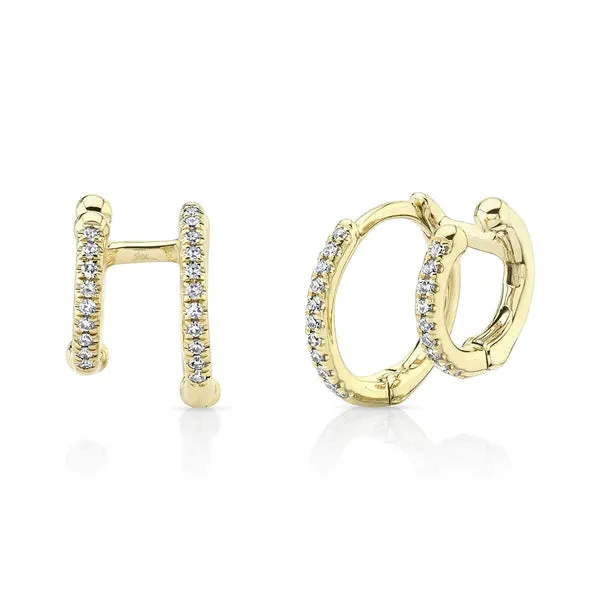Diamond Double Hoop Illusion Huggies