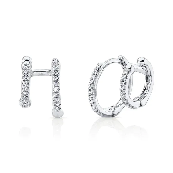 Diamond Double Hoop Illusion Huggies