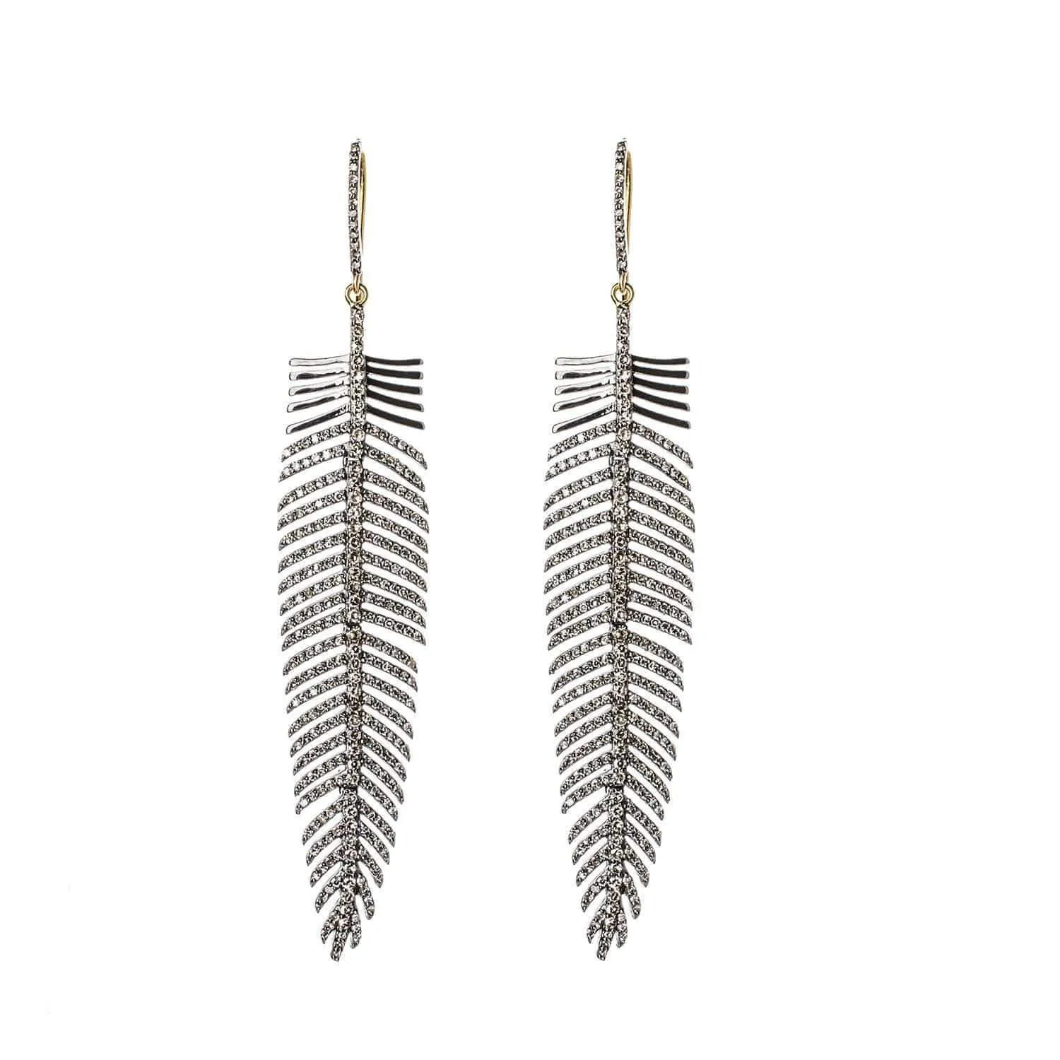 Diamond Feather Earrings