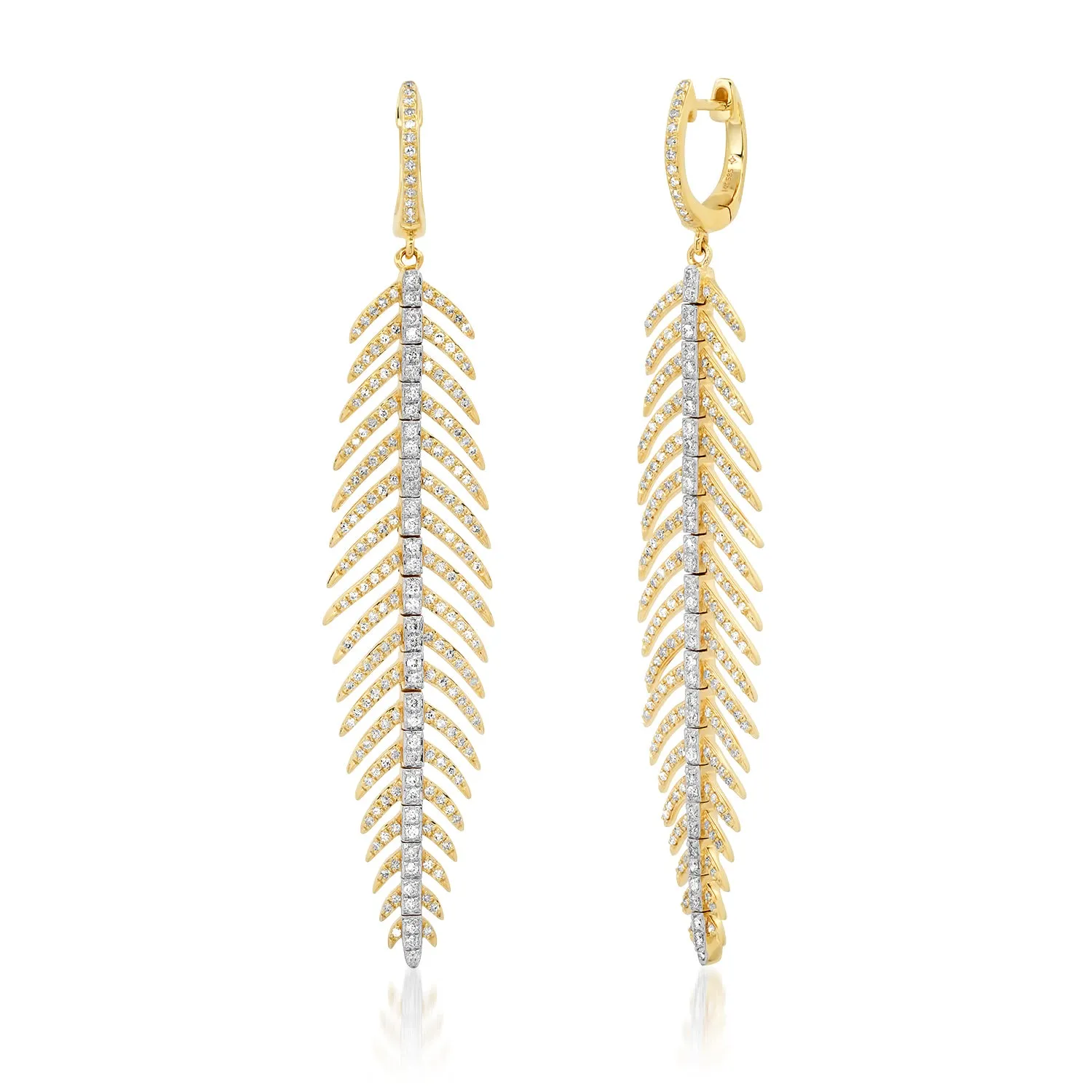 Diamond Feather Earrings
