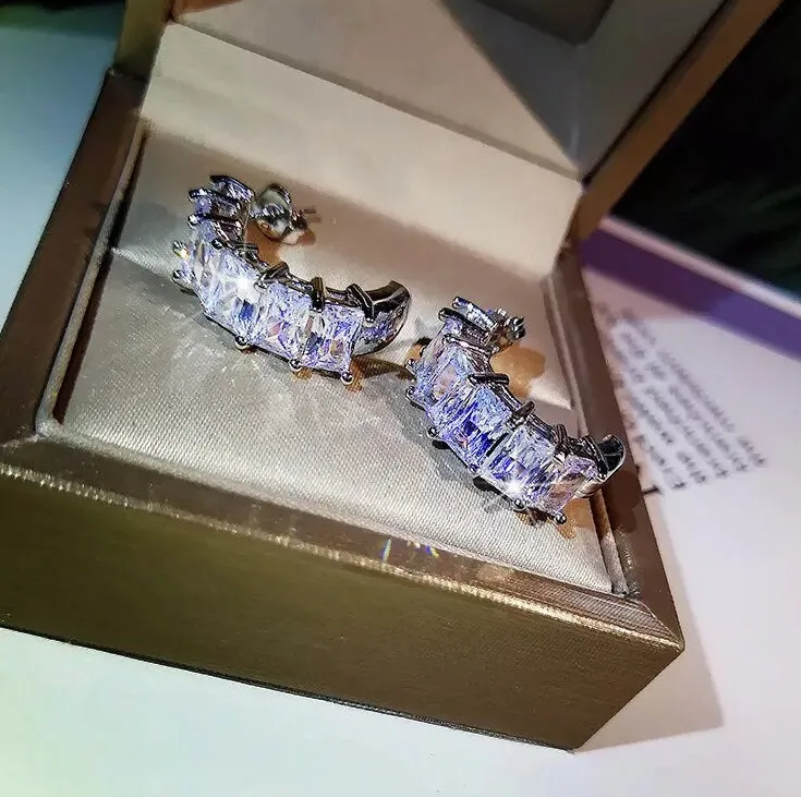 Diamond Hoop Earrings | Hoop Earrings | Womens Diamond Earrings | Hoop Earrings with Diamonds | Iced Out Earrings | Baguette Earrings