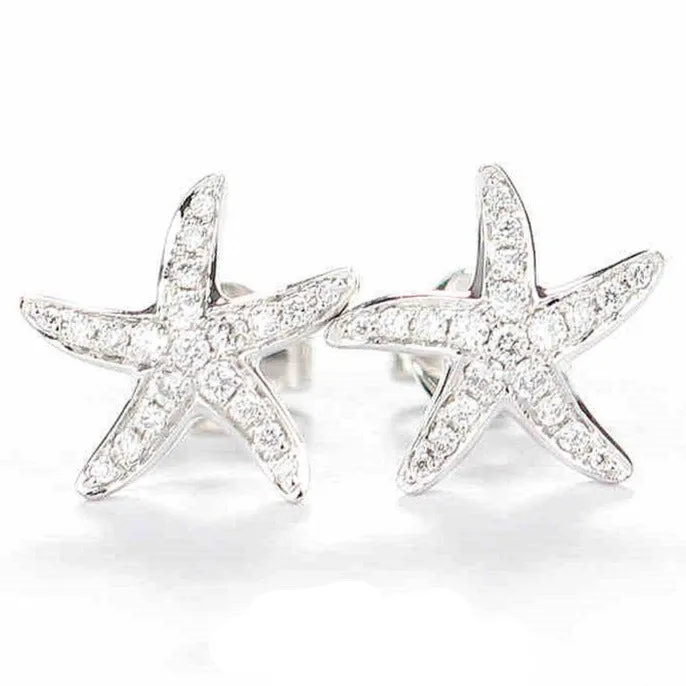 Diamond Starfish Stud Earrings