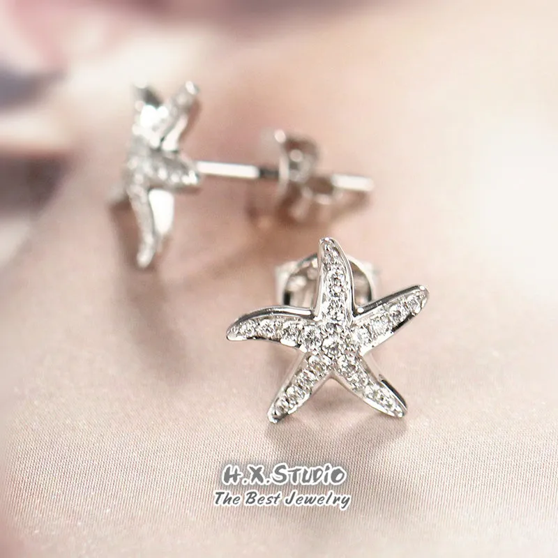 Diamond Starfish Stud Earrings