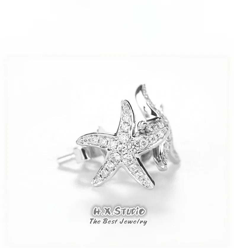 Diamond Starfish Stud Earrings