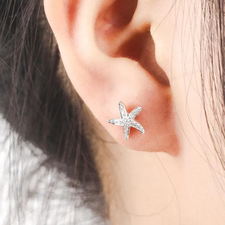 Diamond Starfish Stud Earrings