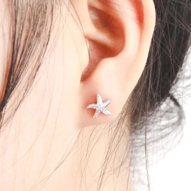 Diamond Starfish Stud Earrings