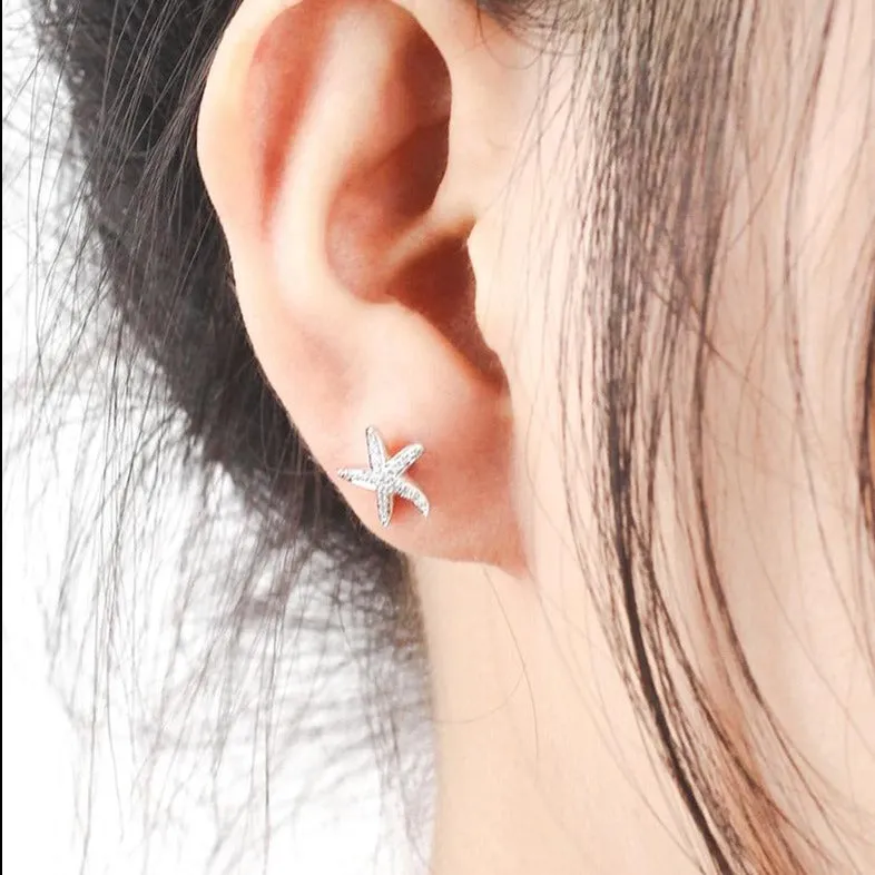 Diamond Starfish Stud Earrings