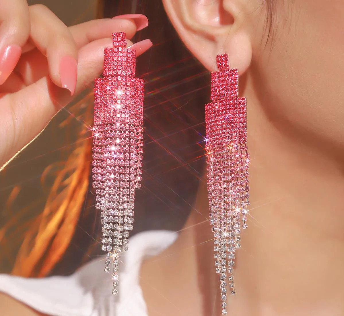 Dix Rhinestone Tassel Earrings