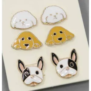 Dog Lover Enamel Stud Earrings Bichon, Lab, Frenchie