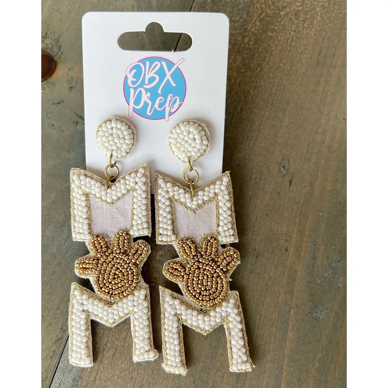 Dog Mom Paw Seed Beaded Drop Earrings.