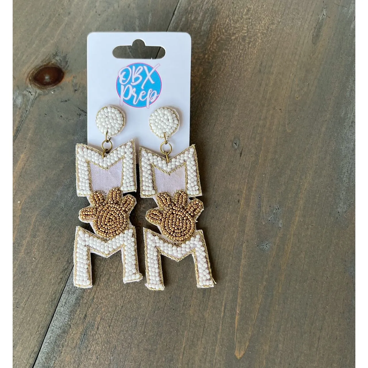 Dog Mom Paw Seed Beaded Drop Earrings.
