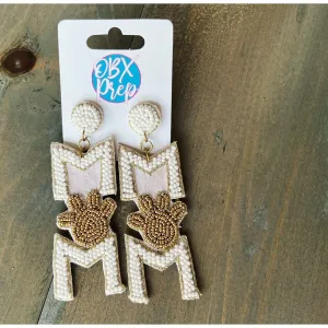 Dog Mom Paw Seed Beaded Drop Earrings.
