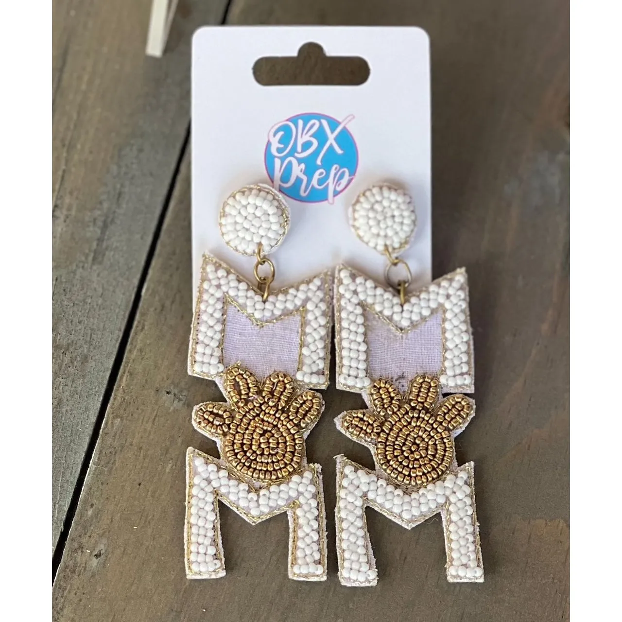 Dog Mom Paw Seed Beaded Drop Earrings.