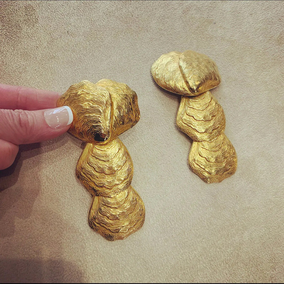 Dominique Aurientis statement Golden Shell  Earrings