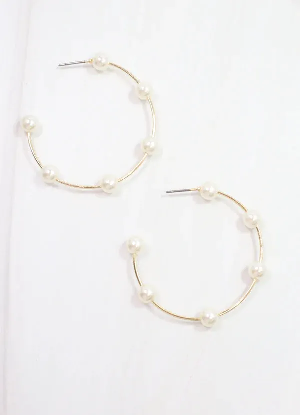 Donald Pearl Hoop Earring Gold