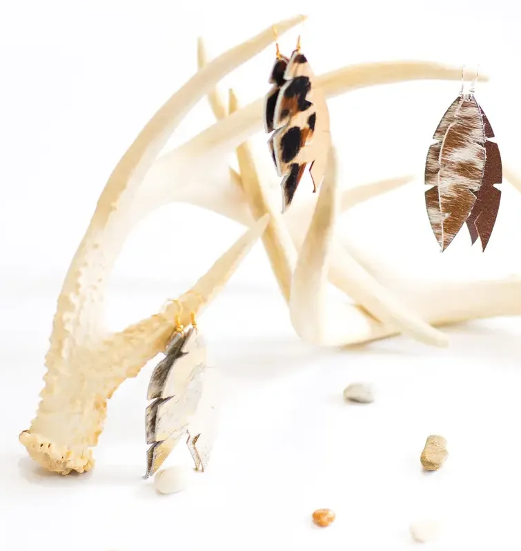 Dove Earrings | Cowhide & Leather Feather