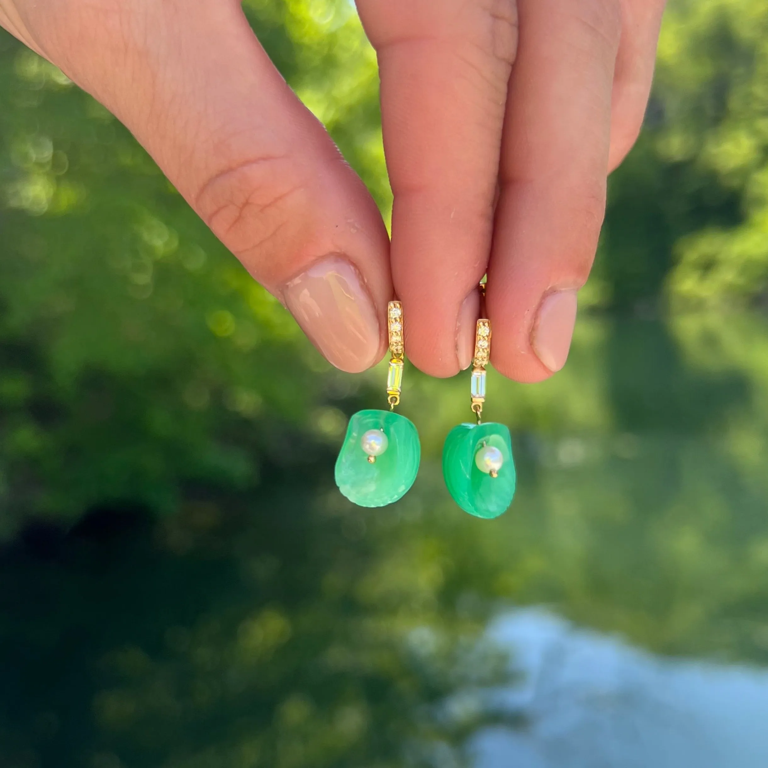 Dream Shell Huggies - Chrysoprase