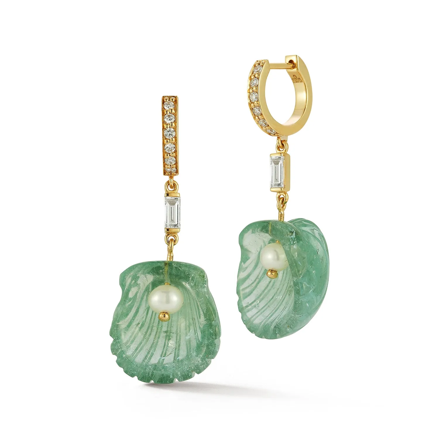 Dream Shell Huggies - Tourmaline