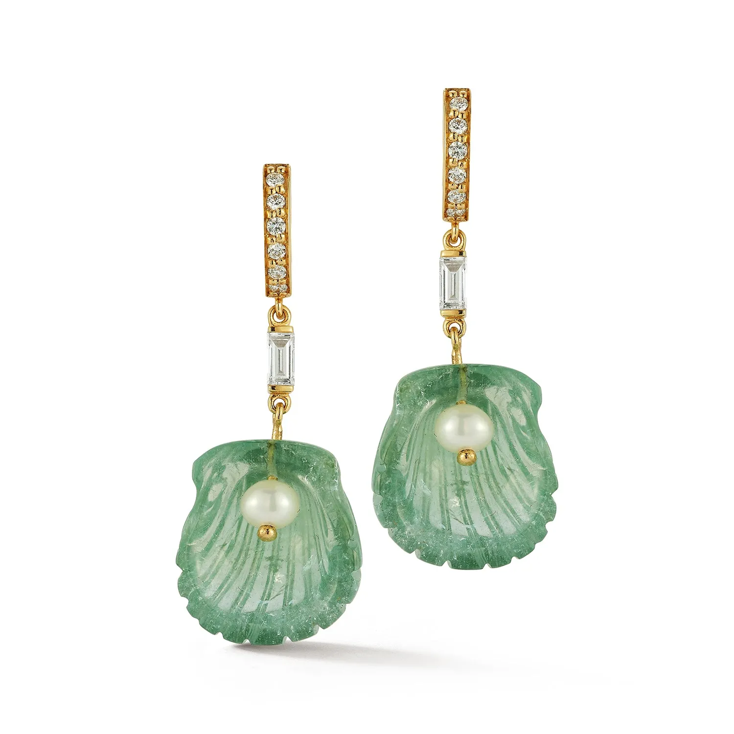 Dream Shell Huggies - Tourmaline