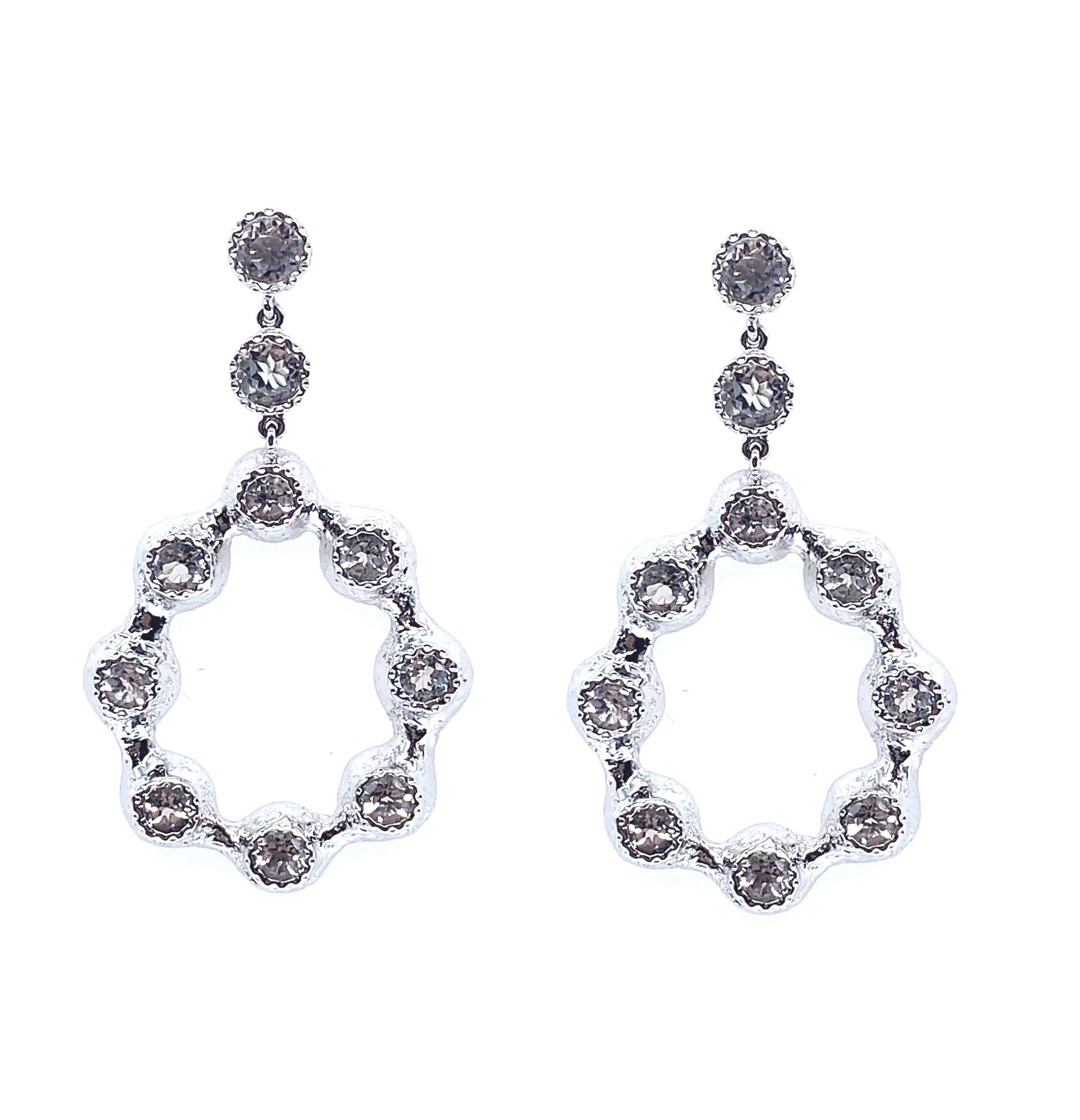 Dune Drop Sterling Silver Rock Crystal Earrings
